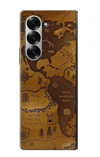 S2861 アンティークの世界地図 Antique World Map Samsung Galaxy Z Fold 7 バックケース、フリップケース・カバー