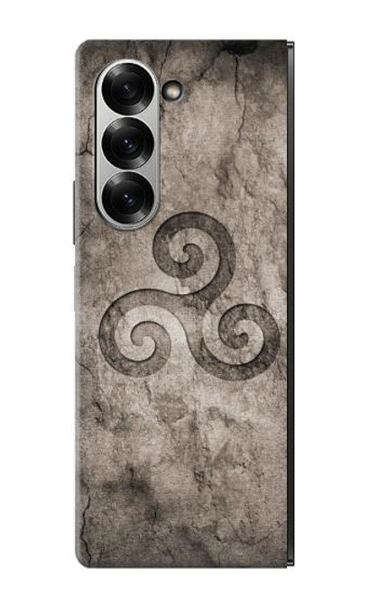 S2892 三脚巴シンボル Triskele Symbol Stone Texture Samsung Galaxy Z Fold 7 バックケース、フリップケース・カバー