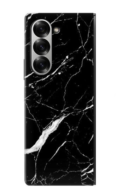 S2895 ブラックマーブルグラフィックプリント Black Marble Graphic Printed Samsung Galaxy Z Fold 7 バックケース、フリップケース・カバー