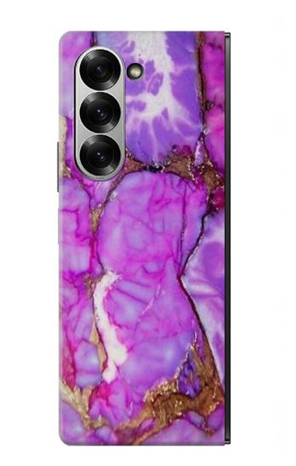 S2907 パープルターコイズ宝石グラフィックプリント Purple Turquoise Stone Samsung Galaxy Z Fold 7 バックケース、フリップケース・カバー