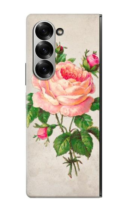 S3079 ピンクローズ Vintage Pink Rose Samsung Galaxy Z Fold 7 バックケース、フリップケース・カバー