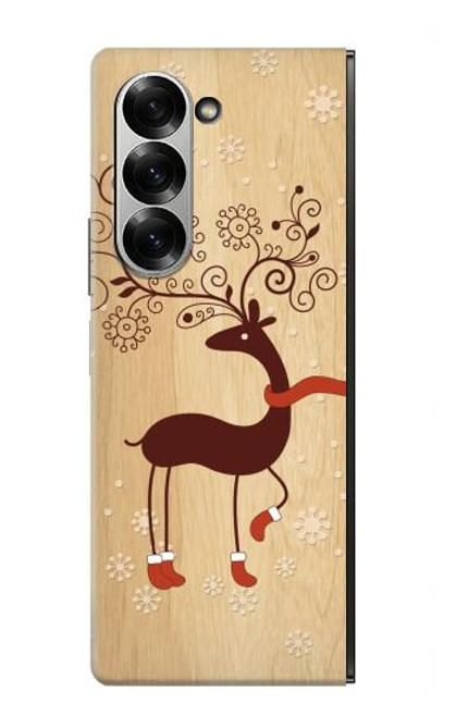 S3081 トナカイ Wooden Raindeer Graphic Printed Samsung Galaxy Z Fold 7 バックケース、フリップケース・カバー