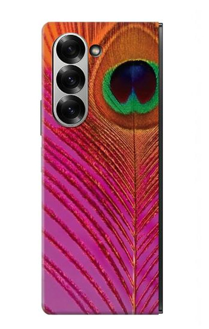 S3201 ピンクピーコックフェザー Pink Peacock Feather Samsung Galaxy Z Fold 7 バックケース、フリップケース・カバー