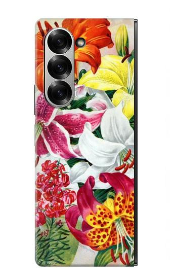 S3205 レトロ花 Retro Art Flowers Samsung Galaxy Z Fold 7 バックケース、フリップケース・カバー