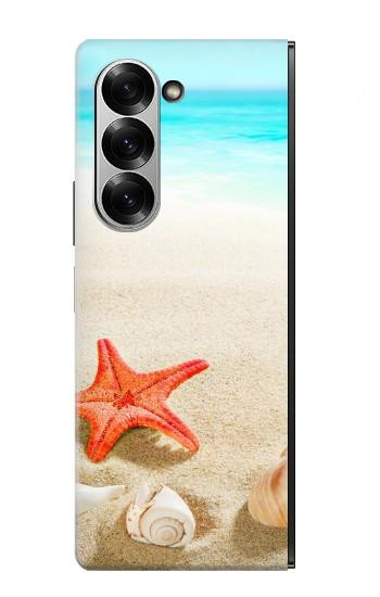 S3212 シーシェルズ・ヒトデ・ビーチ Sea Shells Starfish Beach Samsung Galaxy Z Fold 7 バックケース、フリップケース・カバー