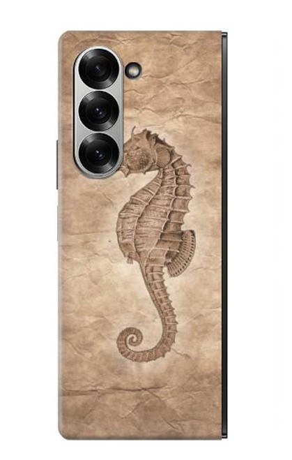 S3214 タツノオトシゴスケルトン化石 Seahorse Skeleton Fossil Samsung Galaxy Z Fold 7 バックケース、フリップケース・カバー