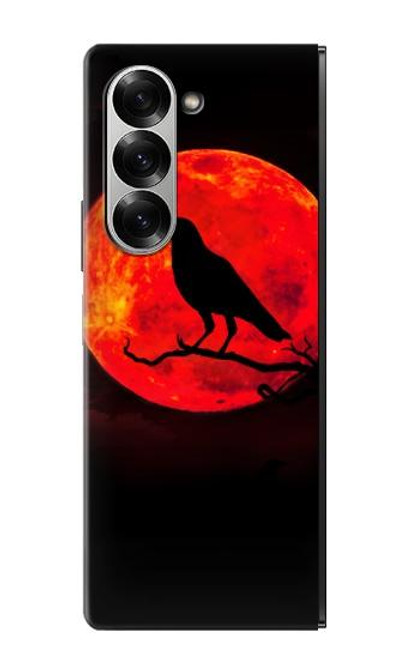 S3328 カラス赤い月 Crow Red Moon Samsung Galaxy Z Fold 7 バックケース、フリップケース・カバー