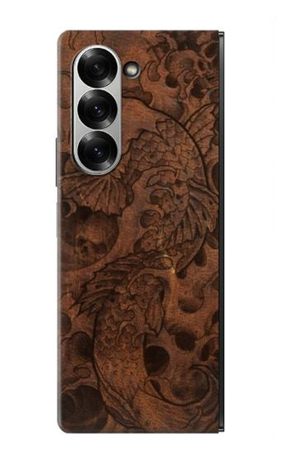 S3405 魚のタトゥーグラフィックプリント Fish Tattoo Leather Graphic Print Samsung Galaxy Z Fold 7 バックケース、フリップケース・カバー