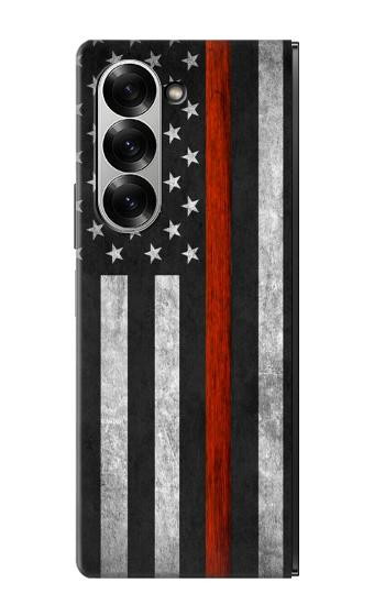 S3472 消防士細い赤線旗 Firefighter Thin Red Line Flag Samsung Galaxy Z Fold 7 バックケース、フリップケース・カバー