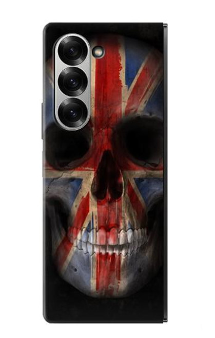 S3848 イギリスの旗の頭蓋骨 United Kingdom Flag Skull Samsung Galaxy Z Fold 7 バックケース、フリップケース・カバー