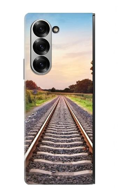 S3866 鉄道直線線路 Railway Straight Train Track Samsung Galaxy Z Fold 7 バックケース、フリップケース・カバー