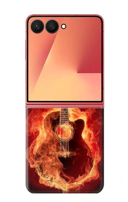 S0415 火ギター Fire Guitar Burn Samsung Galaxy Z Flip 7 バックケース、フリップケース・カバー