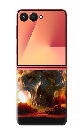 S0863 地獄火スカル Hell Fire Skull Samsung Galaxy Z Flip 7 バックケース、フリップケース・カバー