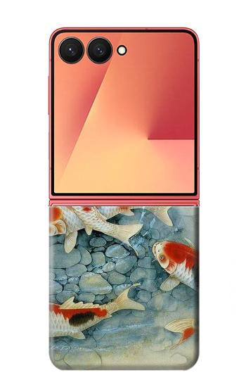 S1654 魚アート絵画 Koi Carp Fish Art Painting Samsung Galaxy Z Flip 7 バックケース、フリップケース・カバー