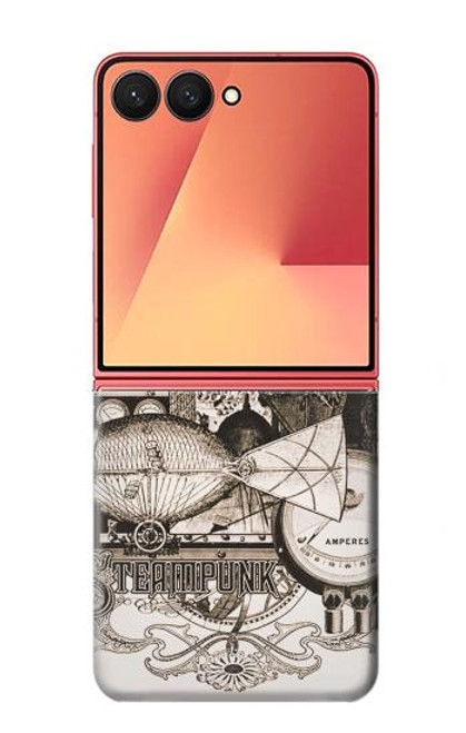 S1681 スチームパンク 図面 Steampunk Drawing Samsung Galaxy Z Flip 7 バックケース、フリップケース・カバー