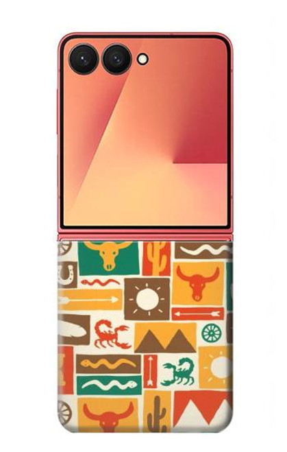 S1873 ウェスタンパターン Western Pattern Samsung Galaxy Z Flip 7 バックケース、フリップケース・カバー