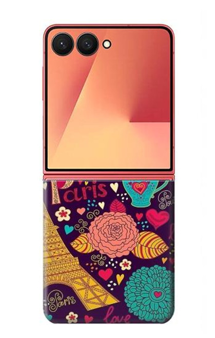 S2353 パリ漫画ヴィンテージのパターン Paris Cartoon Vintage Pattern Samsung Galaxy Z Flip 7 バックケース、フリップケース・カバー