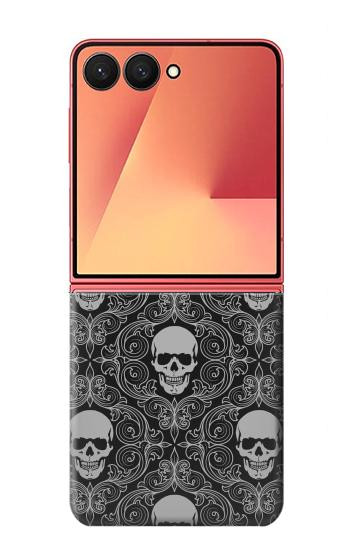 S2371 スカルヴィンテージモノクロのパターン Skull Vintage Monochrome Pattern Samsung Galaxy Z Flip 7 バックケース、フリップケース・カバー
