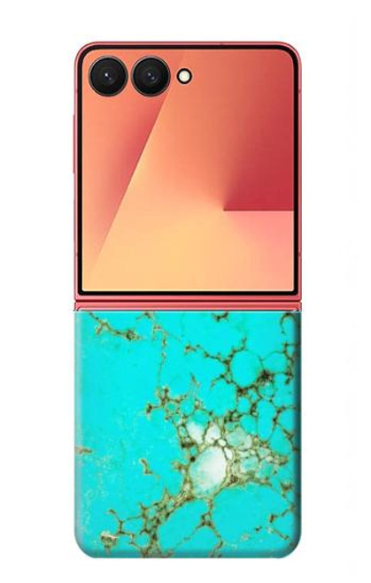S2377 ターコイズの宝石用原石のグラフィックプリント Turquoise Gemstone Texture Graphic Printed Samsung Galaxy Z Flip 7 バックケース、フリップケース・カバー