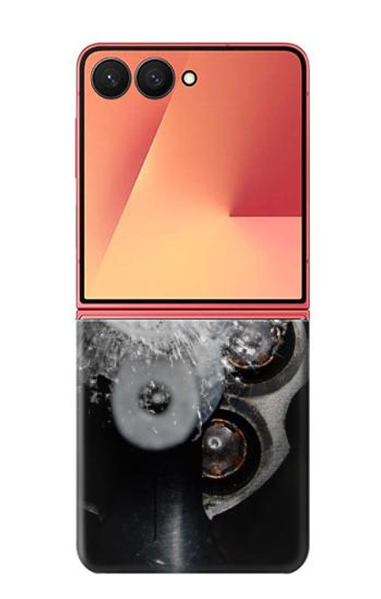 S2387 銃 弾丸 穴ガラス Gun Bullet Hole Glass Samsung Galaxy Z Flip 7 バックケース、フリップケース・カバー