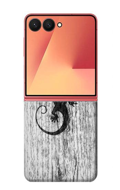 S2446 木材のヤモリ グラフィックプリント Gecko Wood Graphic Printed Samsung Galaxy Z Flip 7 バックケース、フリップケース・カバー