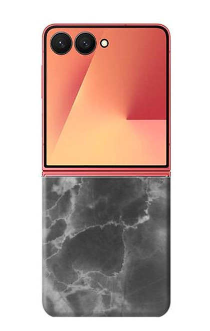 S2526 ブラックマーブルグラフィックプリント Black Marble Graphic Printed Samsung Galaxy Z Flip 7 バックケース、フリップケース・カバー