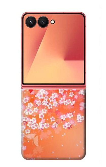 S2543 花柄の着物 Japanese Kimono Style Flower Pattern Samsung Galaxy Z Flip 7 バックケース、フリップケース・カバー