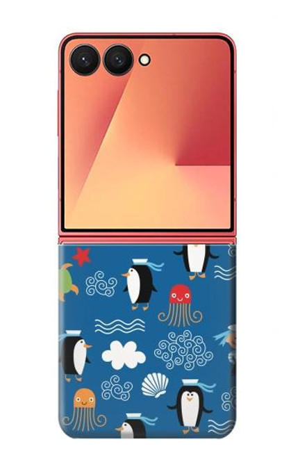S2572 マリンペンギン柄 Marine Penguin Pattern Samsung Galaxy Z Flip 7 バックケース、フリップケース・カバー