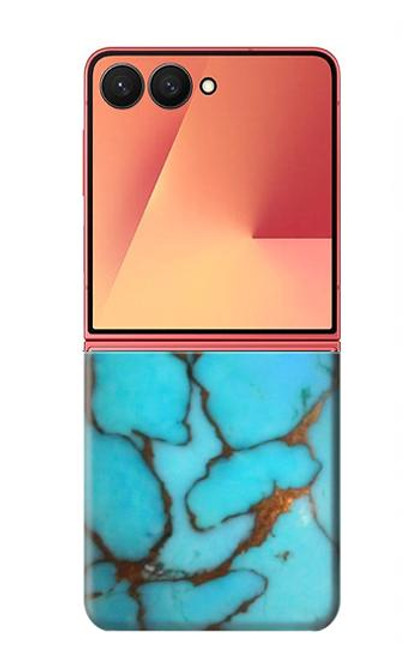S2685 アクアターコイズ宝石グラフィックプリント Aqua Turquoise Gemstone Graphic Printed Samsung Galaxy Z Flip 7 バックケース、フリップケース・カバー