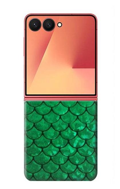 S2704 グリーンフィッシュスケールパターングラフィック Green Fish Scale Pattern Graphic Samsung Galaxy Z Flip 7 バックケース、フリップケース・カバー
