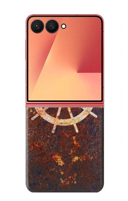 S2766 船 ホイール 錆 Ship Wheel Rusty Texture Samsung Galaxy Z Flip 7 バックケース、フリップケース・カバー