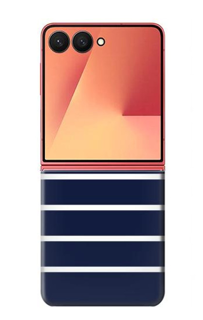 S2767 ネイビーホワイトストライプ Navy White Striped Samsung Galaxy Z Flip 7 バックケース、フリップケース・カバー
