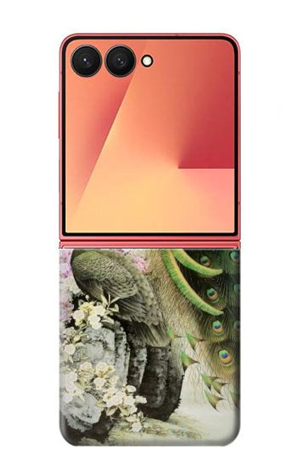 S2773 ピーコック中国の絵画 Peacock Chinese Brush Painting Samsung Galaxy Z Flip 7 バックケース、フリップケース・カバー