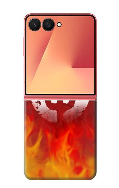 S2803 火災レッドデビル槍シンボル Fire Red Devil Spear Symbol Samsung Galaxy Z Flip 7 バックケース、フリップケース・カバー