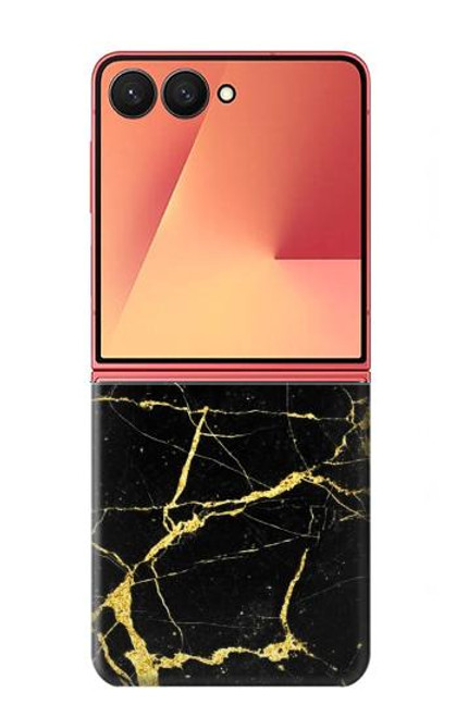 S2896 ゴールドマーブルグラフィックプリント Gold Marble Graphic Printed Samsung Galaxy Z Flip 7 バックケース、フリップケース・カバー