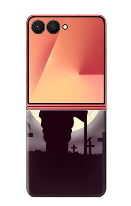 S3262 恐るべき 夜の月 墓地 Grim Reaper Night Moon Cemetery Samsung Galaxy Z Flip 7 バックケース、フリップケース・カバー