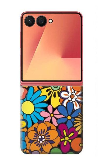 S3281 カラフルなヒッピーの花のパターン Colorful Hippie Flowers Pattern Samsung Galaxy Z Flip 7 バックケース、フリップケース・カバー