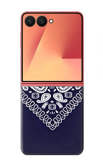 S3357 ネイビーブルーバンダナパターン Navy Blue Bandana Pattern Samsung Galaxy Z Flip 7 バックケース、フリップケース・カバー