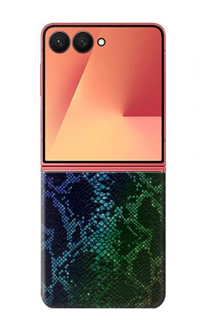 S3366 虹パイソンの皮膚 グラフィックプリント Rainbow Python Skin Graphic Print Samsung Galaxy Z Flip 7 バックケース、フリップケース・カバー