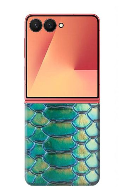 S3414 緑のヘビの鱗 グラフィックプリント Green Snake Scale Graphic Print Samsung Galaxy Z Flip 7 バックケース、フリップケース・カバー
