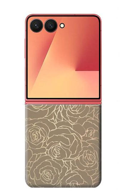 S3466 ゴールドローズ柄 Gold Rose Pattern Samsung Galaxy Z Flip 7 バックケース、フリップケース・カバー