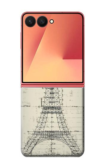 S3474 エッフェル建築図面 Eiffel Architectural Drawing Samsung Galaxy Z Flip 7 バックケース、フリップケース・カバー