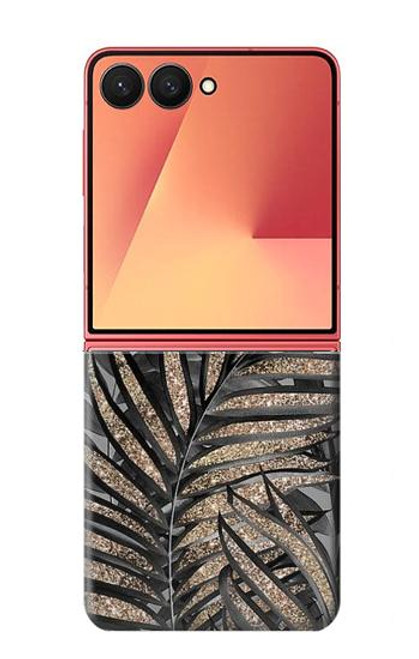 S3692 灰色の黒いヤシの葉 Gray Black Palm Leaves Samsung Galaxy Z Flip 7 バックケース、フリップケース・カバー