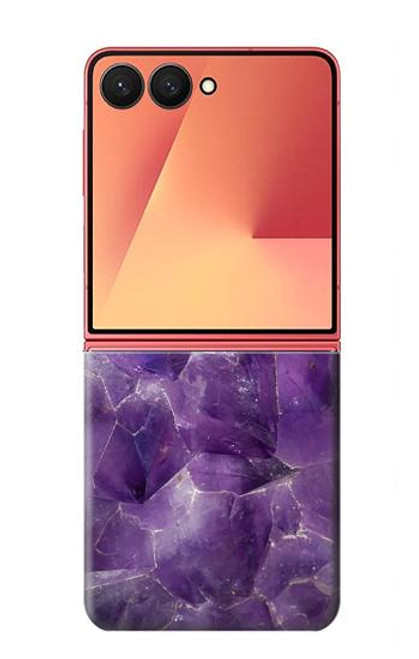 S3713 パープルクォーツアメジストグラフィックプリント Purple Quartz Amethyst Graphic Printed Samsung Galaxy Z Flip 7 バックケース、フリップケース・カバー