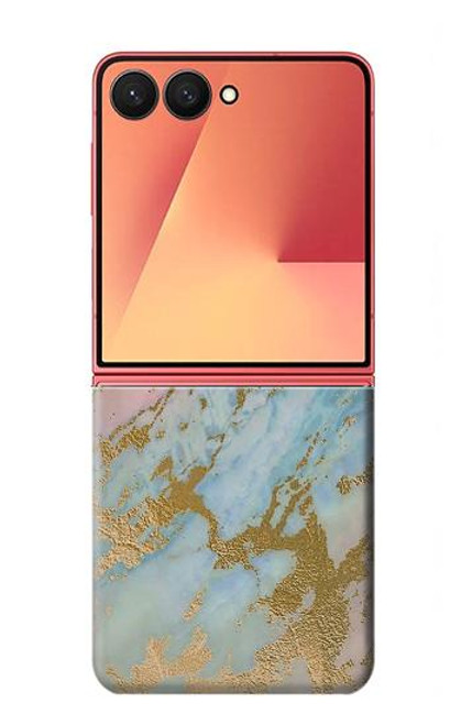S3717 ローズゴールドブルーパステル大理石グラフィックプリント Rose Gold Blue Pastel Marble Graphic Printed Samsung Galaxy Z Flip 7 バックケース、フリップケース・カバー