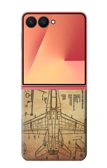 S3868 航空機の設計図の古い紙 Aircraft Blueprint Old Paper Samsung Galaxy Z Flip 7 バックケース、フリップケース・カバー
