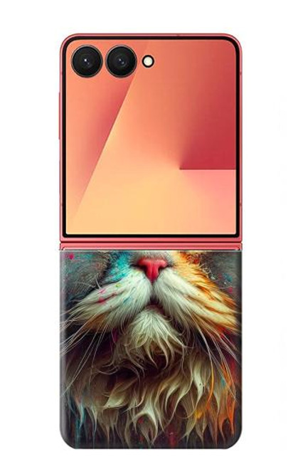 S3971 色を塗った猫 Cat Painted Color Samsung Galaxy Z Flip 7 バックケース、フリップケース・カバー