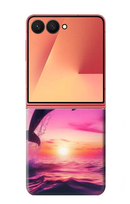 S3980 イルカの夕焼けと天の川 Dolphin Sunset Milky Way Samsung Galaxy Z Flip 7 バックケース、フリップケース・カバー