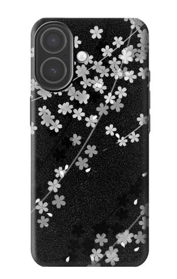 S2544 黒花柄の着物 Japanese Kimono Style Black Flower Pattern iPhone 17 バックケース、フリップケース・カバー