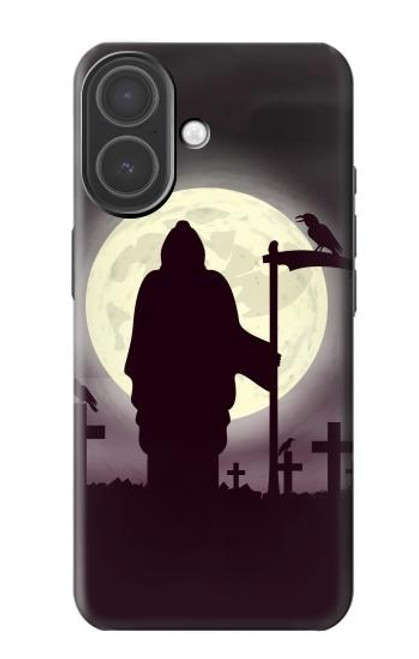 S3262 恐るべき 夜の月 墓地 Grim Reaper Night Moon Cemetery iPhone 17 バックケース、フリップケース・カバー
